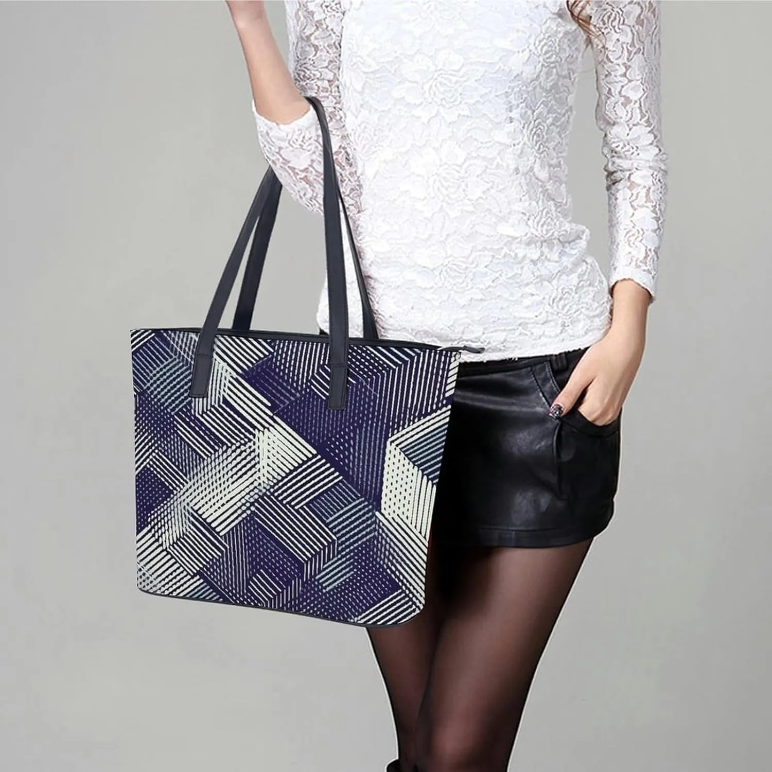 Abstract Floral Pattern Bag Purse Handbag for Women Top Handle Satchel Shoulder with Zipper Tote Bags Large