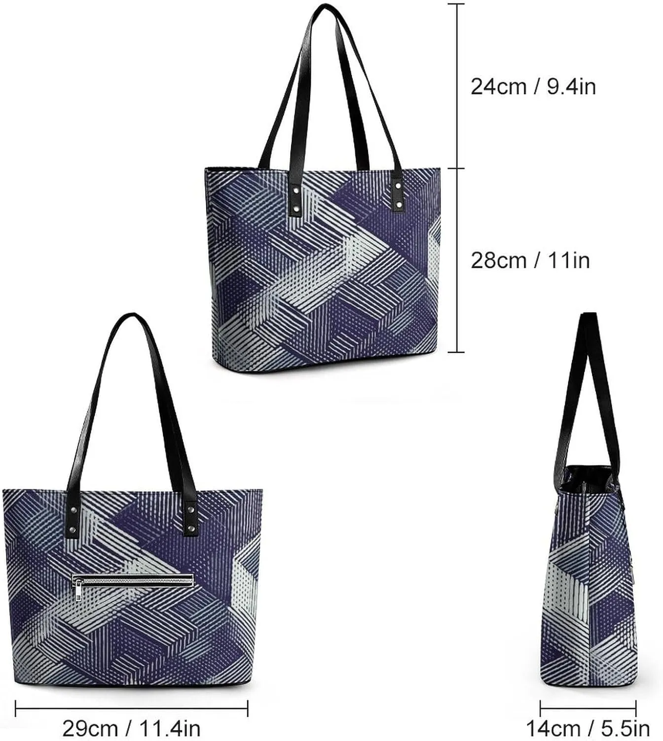 Abstract Floral Pattern Bag Purse Handbag for Women Top Handle Satchel Shoulder with Zipper Tote Bags Large