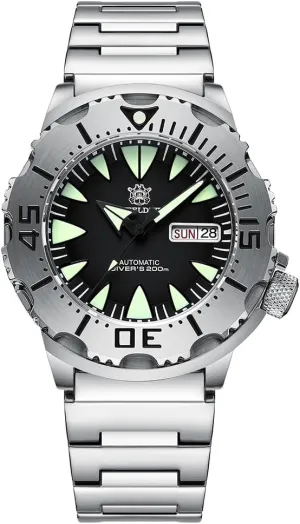 ACHARD AMOY Mens Automatic Watches 42.2mm Military Mechanical Wristwatch Diver 30ATM C3 Luminous Sapphire Mirror Steel Bezel NH36 Week Date