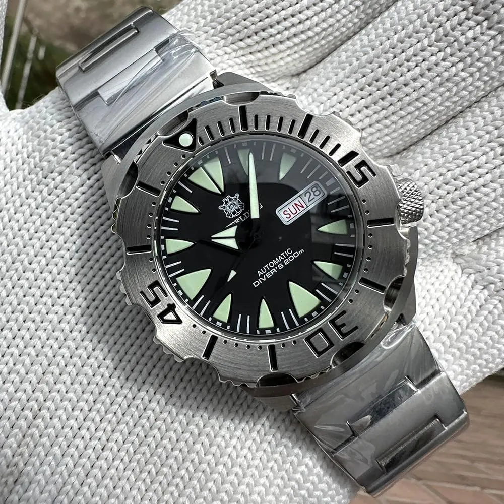 ACHARD AMOY Mens Automatic Watches 42.2mm Military Mechanical Wristwatch Diver 30ATM C3 Luminous Sapphire Mirror Steel Bezel NH36 Week Date