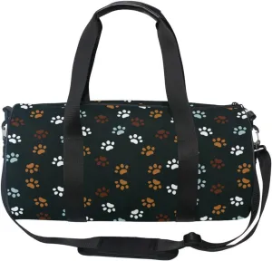 Acpiggto Gym Bag Sports Duffel Bag Brown Black Footprints Dog Cat Dots Cartoon Travel Luggage Bag Weekender Tote Sling Shoulder Backpack for Women Men Boys Girls
