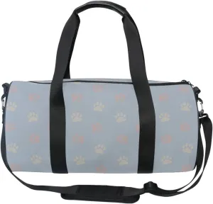 Acpiggto Gym Bag Sports Duffel Bag Grey Footprints Dog Cat Cute Cartoon Travel Luggage Bag Weekender Tote Sling Shoulder Backpack for Women Men Boys Girls