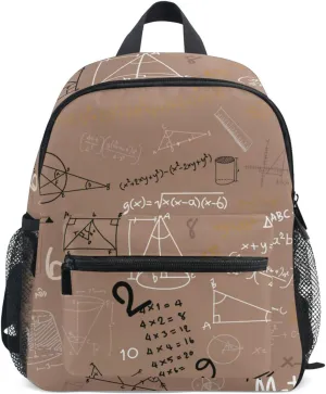 Acpiggto Small Backpack Daypack Shoulder Bag with Name Label Tag Chalk Math Formula Mathematical Education Doodle