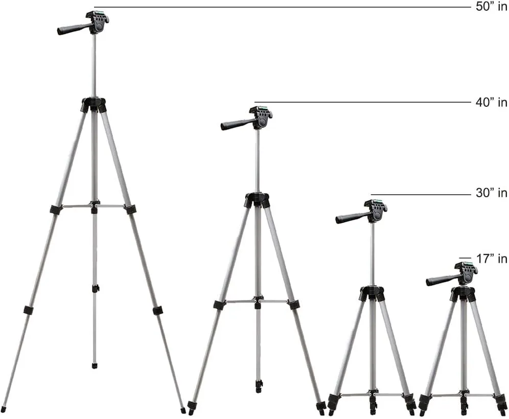 Acuvar 50" Aluminum Tripod for Phones, Cameras & Camcorders with Universal Phone Holder, Remote Shutter & Travel Bag for All Phones, iPhones, Samsung & Tripod for Cameras, Nikon Canon Sony