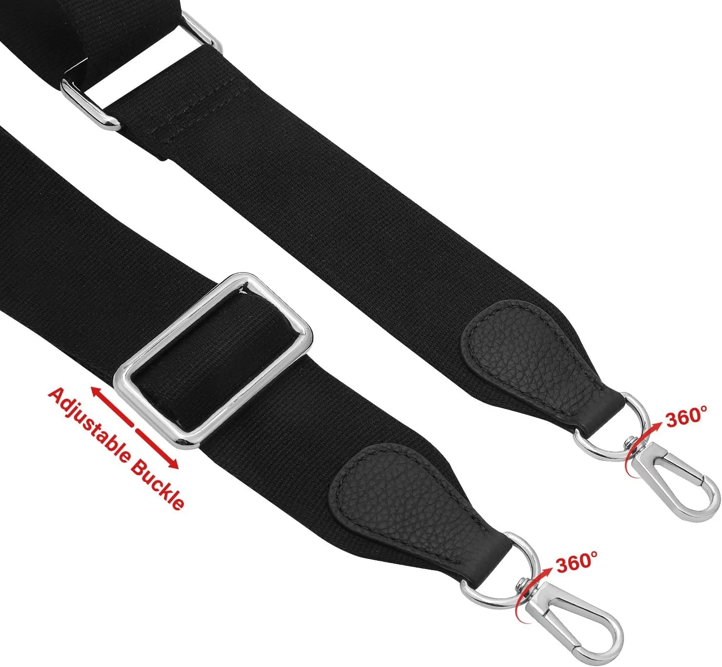 Adjustable Wide Purse Straps Replacement Crossbody Bags for Women Handbags, Cross Body Bag & Shoulder Bag with Silver Snap Hooks - Black, Length 28-47 Inch, Wide 2 Inch