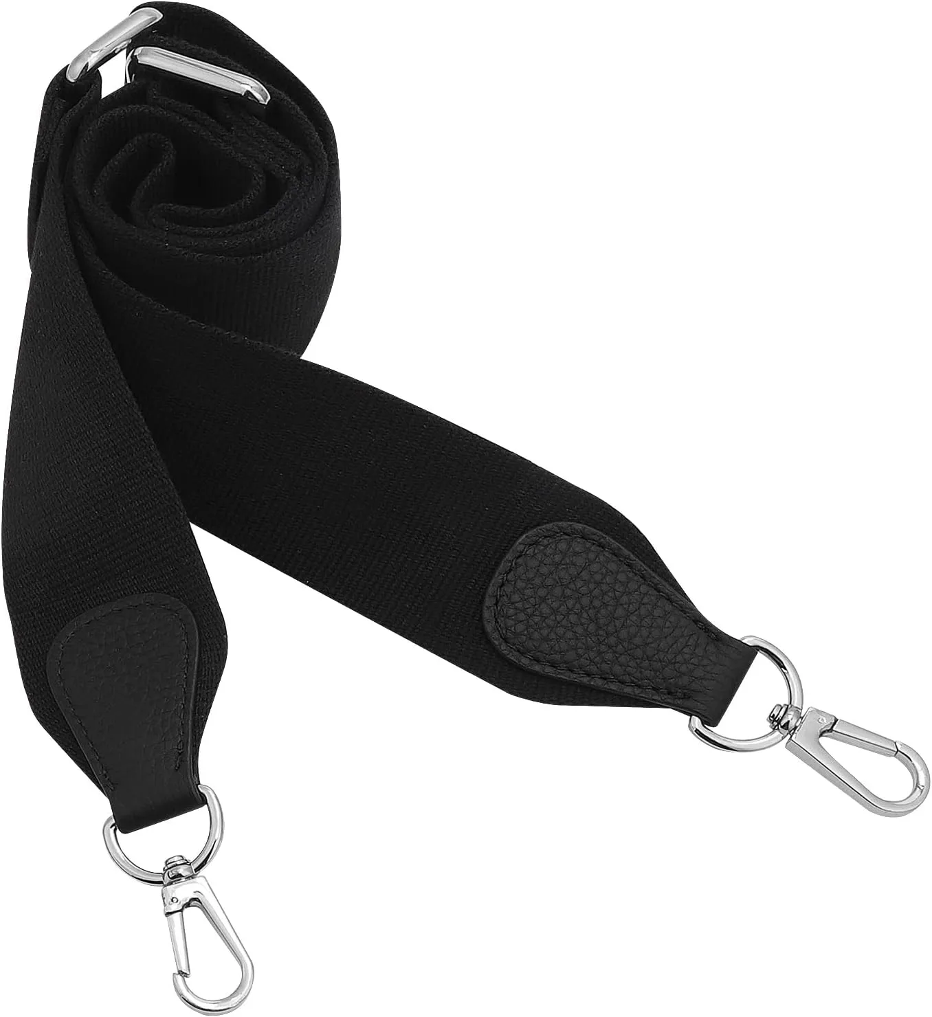 Adjustable Wide Purse Straps Replacement Crossbody Bags for Women Handbags, Cross Body Bag & Shoulder Bag with Silver Snap Hooks - Black, Length 28-47 Inch, Wide 2 Inch