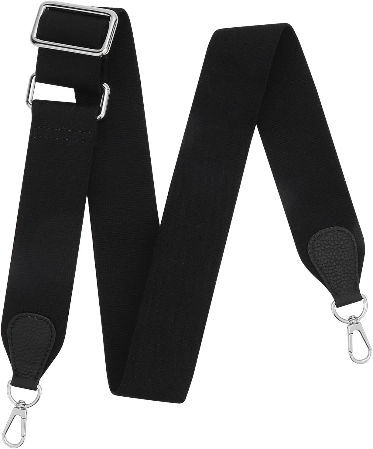 Adjustable Wide Purse Straps Replacement Crossbody Bags for Women Handbags, Cross Body Bag & Shoulder Bag with Silver Snap Hooks - Black, Length 28-47 Inch, Wide 2 Inch