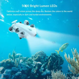 Advanced 4K VR Underwater Drone with Robotic Arm – Ultimate Marine Exploration Tool EVO with ARM, 15*13*5.6 inches, White