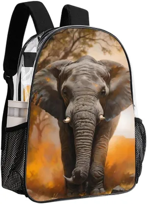 African Elephant Rucksack Transparent Anti-Theft Multipurpose Carry On Bag Large Capacity Travel and Sport Backpack Rucksack With Smooth Zippers