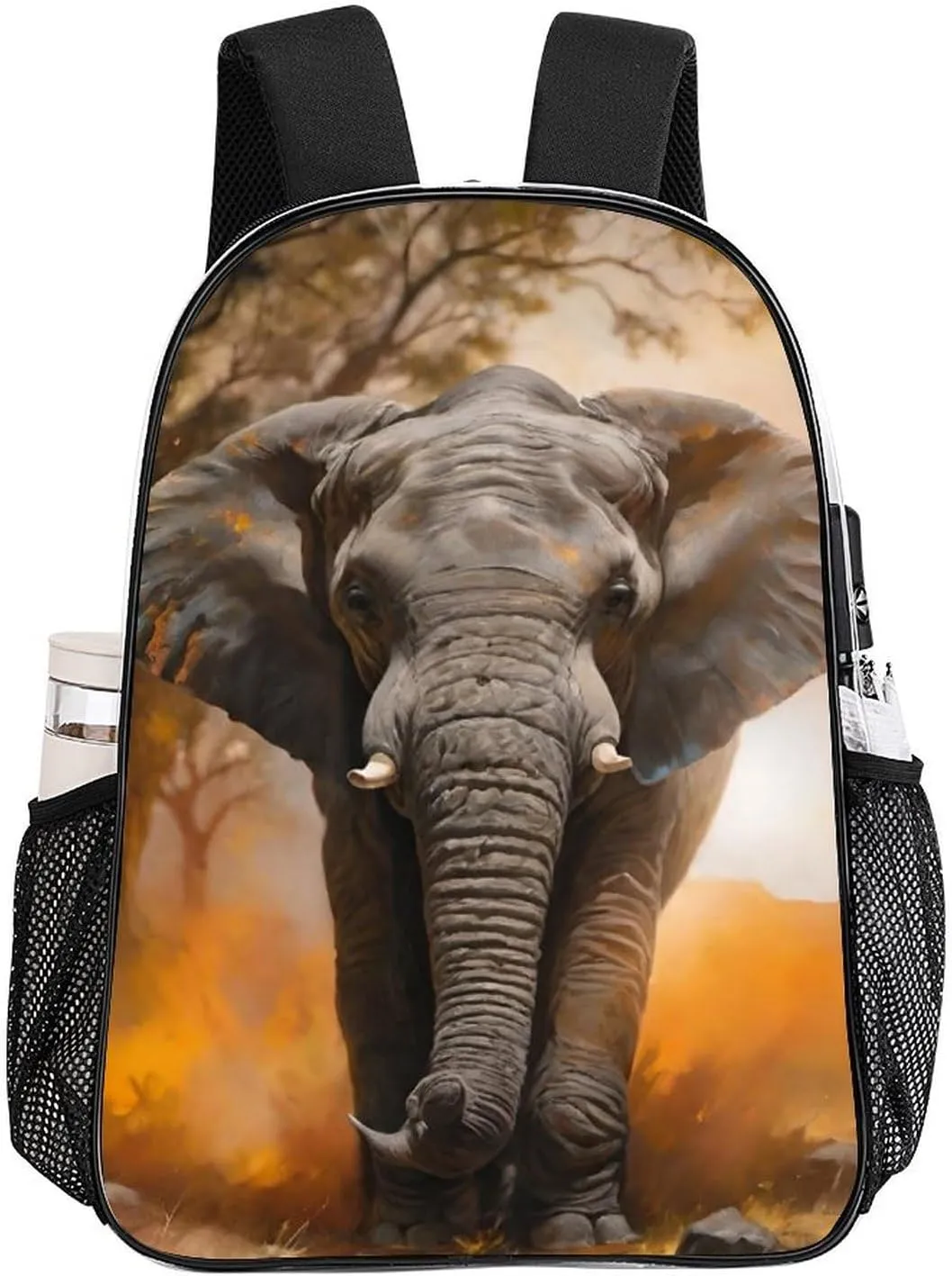 African Elephant Rucksack Transparent Anti-Theft Multipurpose Carry On Bag Large Capacity Travel and Sport Backpack Rucksack With Smooth Zippers