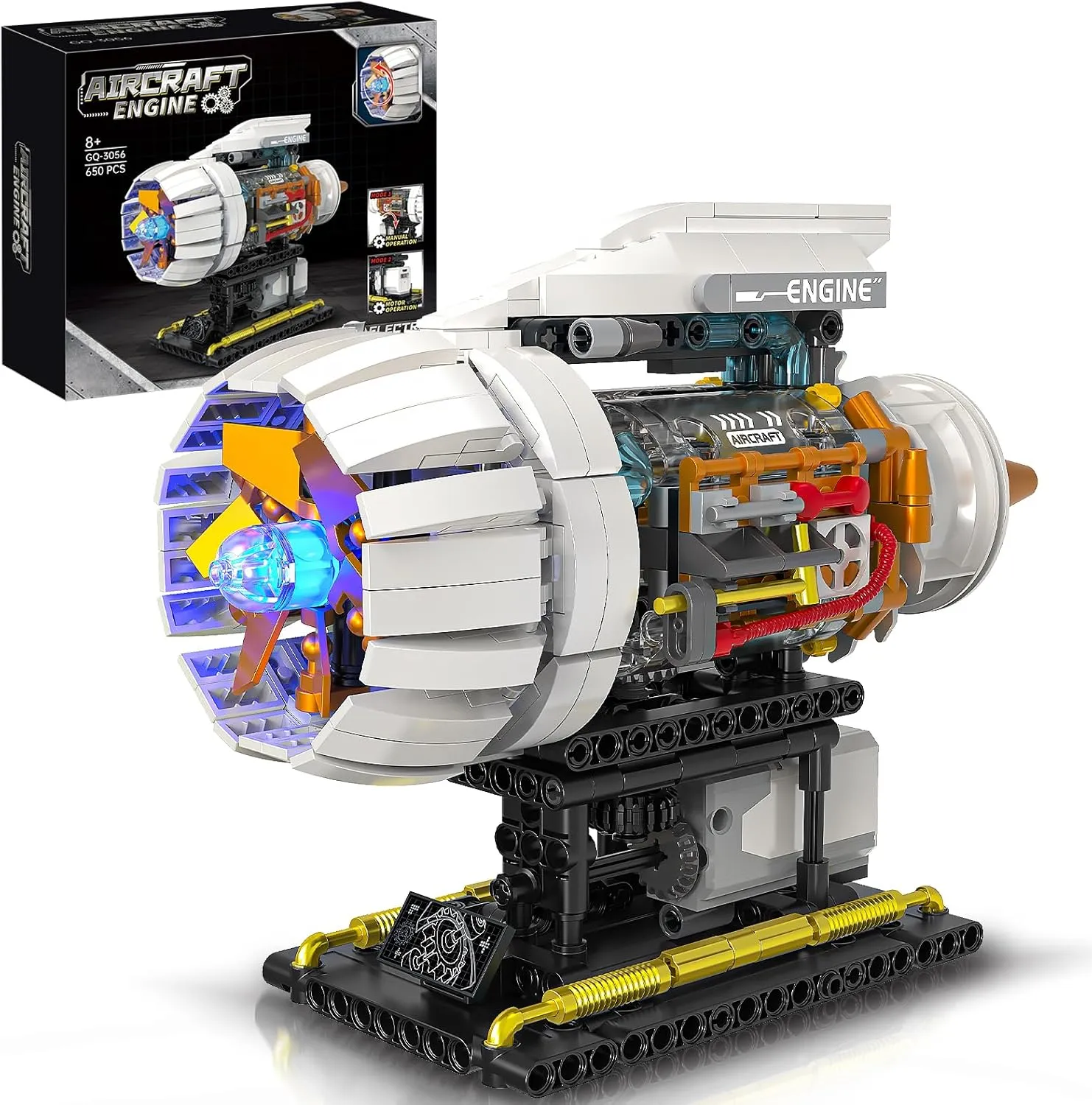 Aircraft Engine Building Kit for Adults, STEM Mini Engine Model Toy with Motor & Hand Rocker, Compatible with Sets for Boys 8-14, Gift Idea for Kids & Teens (635 PCS)