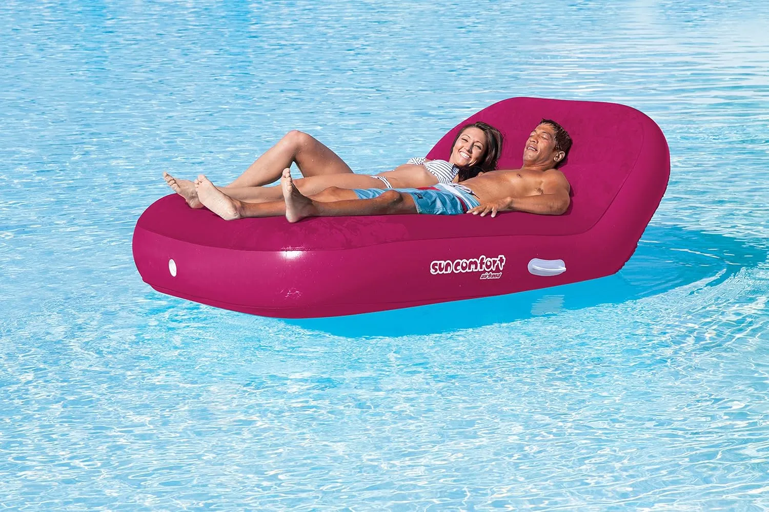 Airhead Sun Comfort Cool Suede Double Chaise Lounge Pool Float, Lake Chair