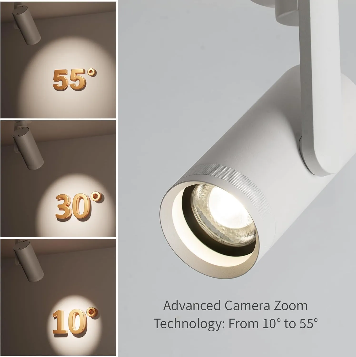 Aisilan Adjustable Dimmable Beam Angle 10-55° Zoomable Spotlight Indoor, 12W Black LED CRI 97 Ceiling Spotlight Fixture, 2 Pack 3000K Modern Wired Accent Lighting for Artwork, Living Room, Mural