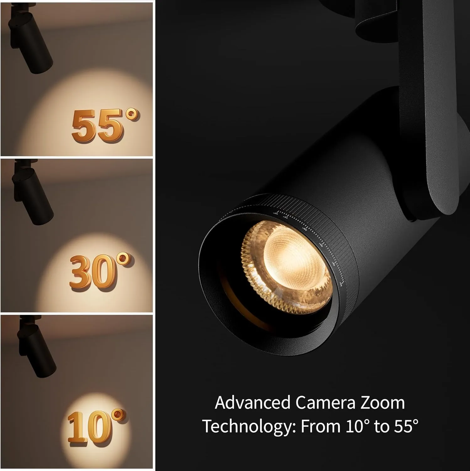 Aisilan Adjustable Dimmable Beam Angle 10-55° Zoomable Spotlight Indoor, 12W White LED CRI 97 Ceiling Spotlight Fixture, 2 Pack 3000K Modern Accent Lighting for Hallway, Living Room, Mural