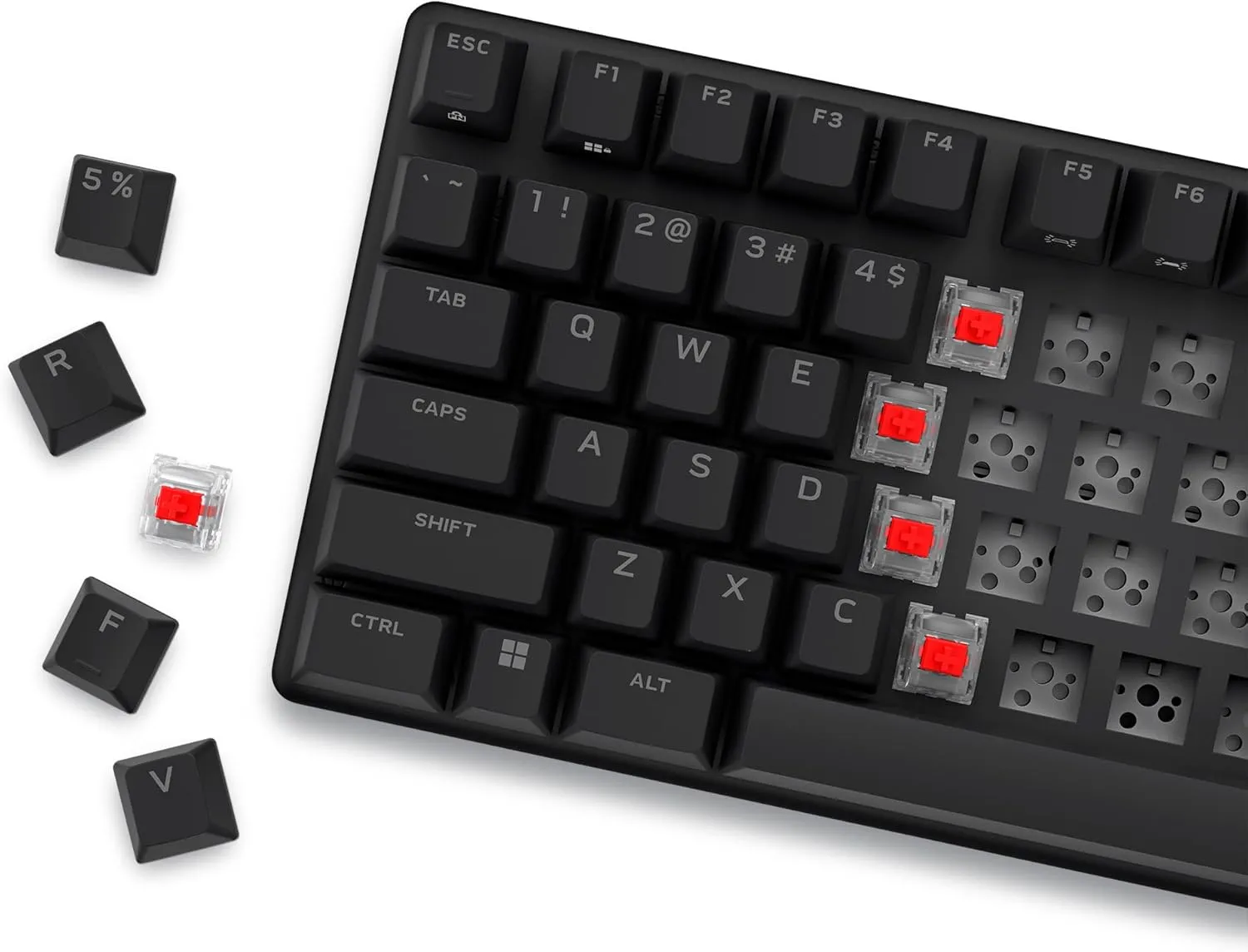 Alienware Pro Wireless Gaming Keyboard - Bluetooth 5.1/2.4 GHz Radio Frequency Connectivity, Linear Mechanical, Hot-swappable switches, Tri mode connectivity, Adjustable Height - Dark Side of the Moon