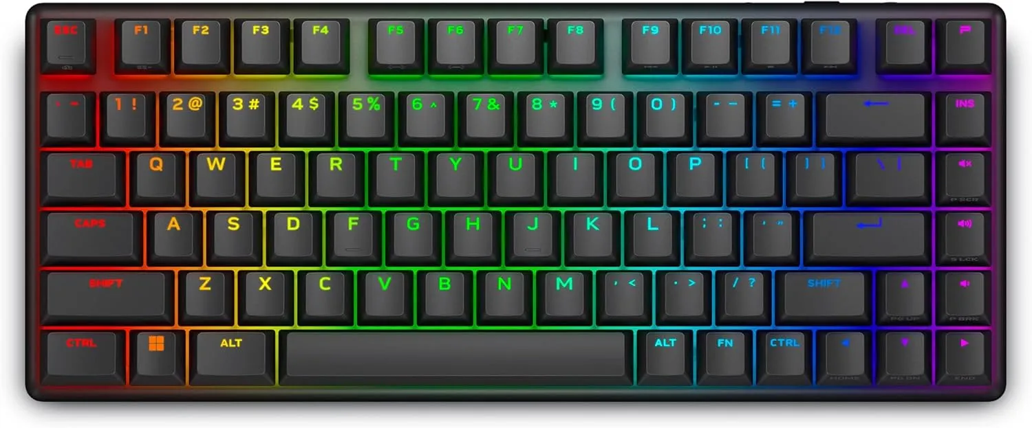 Alienware Pro Wireless Gaming Keyboard - Bluetooth 5.1/2.4 GHz Radio Frequency Connectivity, Linear Mechanical, Hot-swappable switches, Tri mode connectivity, Adjustable Height - Dark Side of the Moon