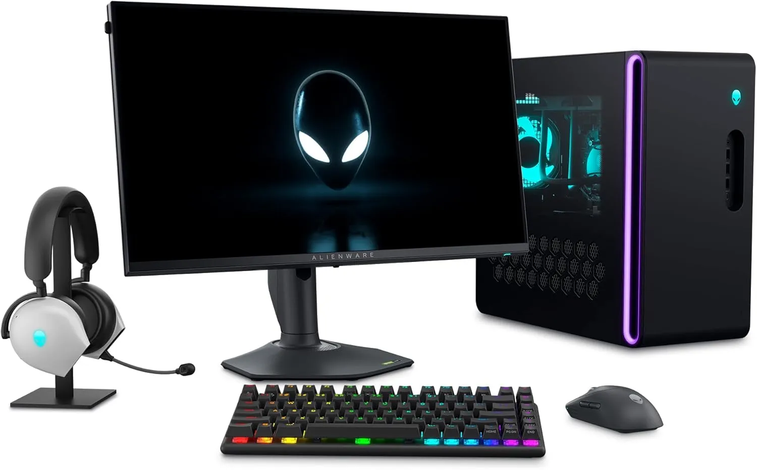 Alienware Pro Wireless Gaming Keyboard - Bluetooth 5.1/2.4 GHz Radio Frequency Connectivity, Linear Mechanical, Hot-swappable switches, Tri mode connectivity, Adjustable Height - Dark Side of the Moon