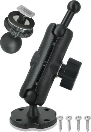 Aluminum GPS Mount, 17-25mm Ball Connector and T-Bolt Mount 2 in 1,Fit for Garmin GPS & Backup Camera Monitor, Heavy-Duty Drill Base, Arm with 25mm/1inch Ball Joint
