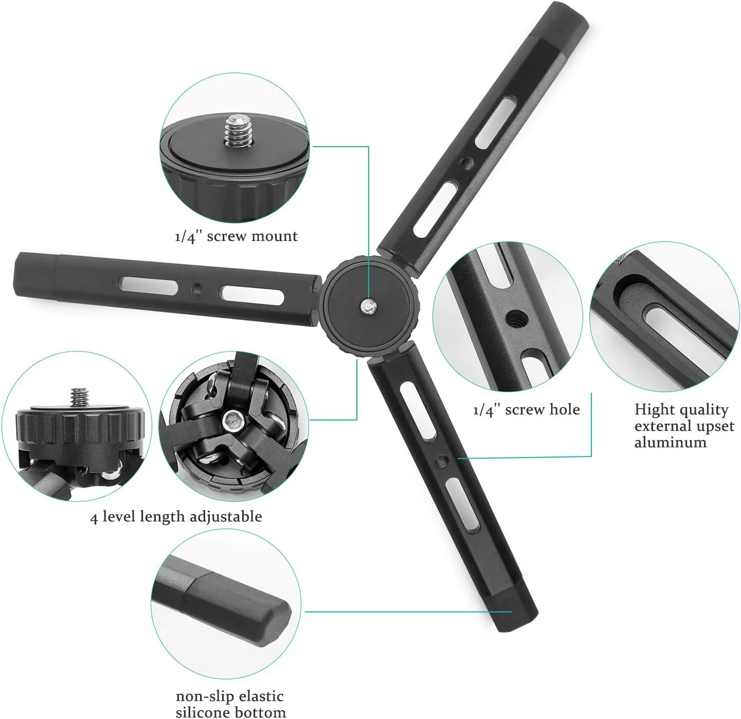 Aluminum Mini Tripod,Desktop Tabletop Stand Tripod for Zhiyun Smooth Q/4, Crane Plus/2, Osmo Mobile, Ronin-S, Vimble 2,Gimbal Handle Grip Stabilizer