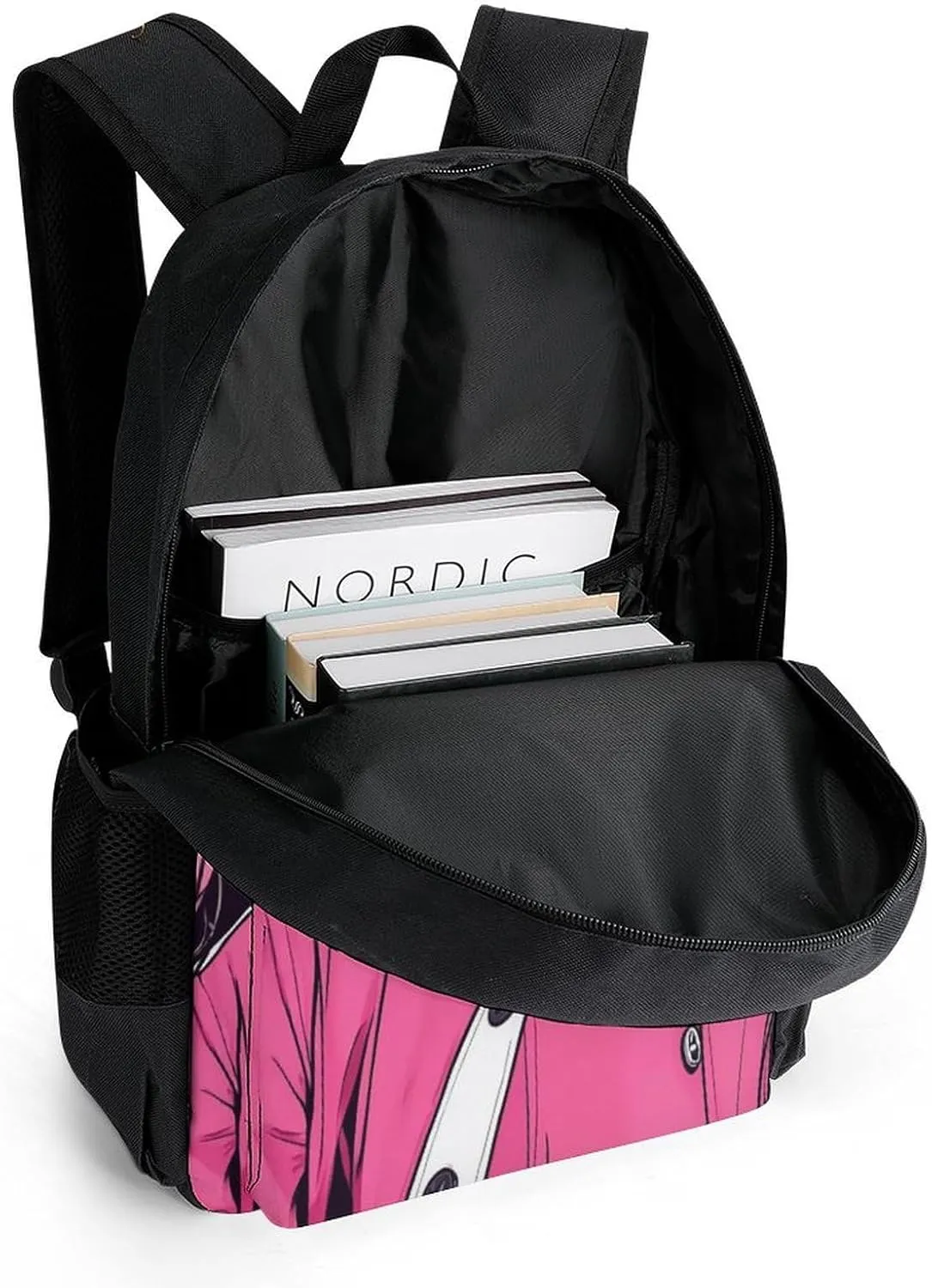 American Pink Woman Woman Art Daypack Backpack Polyester Multipurpose Anti-Theft Shoulder Bag Big Capacity Gym Outdoor Hiking Backpack With Smooth Zippers