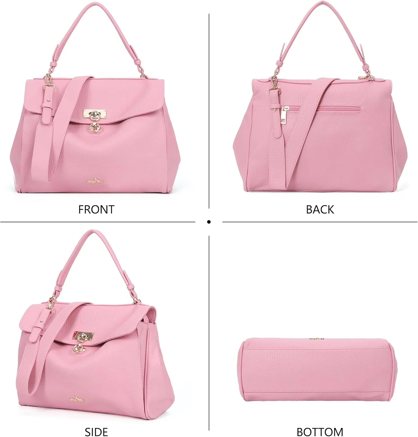 Angel Kiss Satchel Purses and Handbags for Women Soft Vegan Leather Tote Shoulder Bag Top Handle with Crossbody Strap