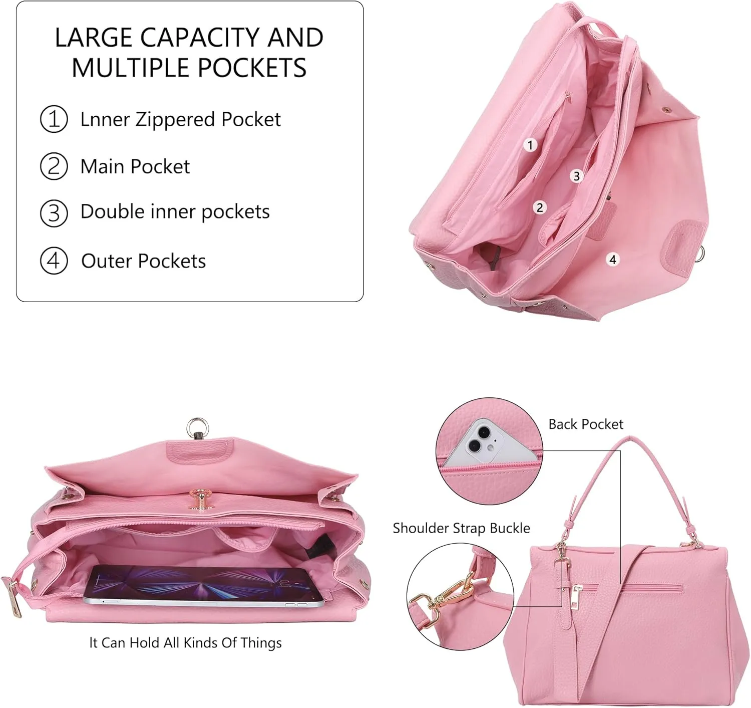 Angel Kiss Satchel Purses and Handbags for Women Soft Vegan Leather Tote Shoulder Bag Top Handle with Crossbody Strap
