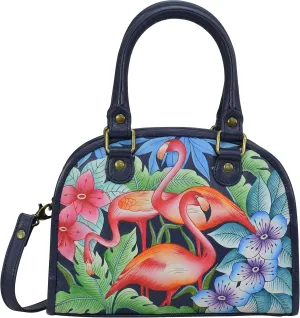 Anna by Anuschka Hand Painted Women’s Genuine Leather Convertible Satchel -Flamingo Fever