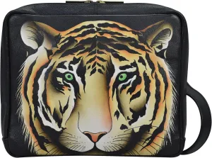 Anna by Anuschka Hand Painted Women’s Leather Wide Organizer Satchel, Bengal Tiger