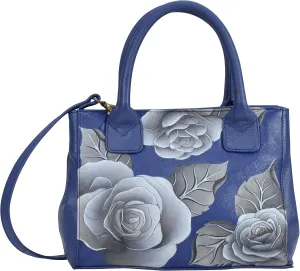 Anna by Anuschka Women’s Hand Painted Genuine Leather Small Convertible Tote - Double Short Handle, Removable Crossbody Strap
