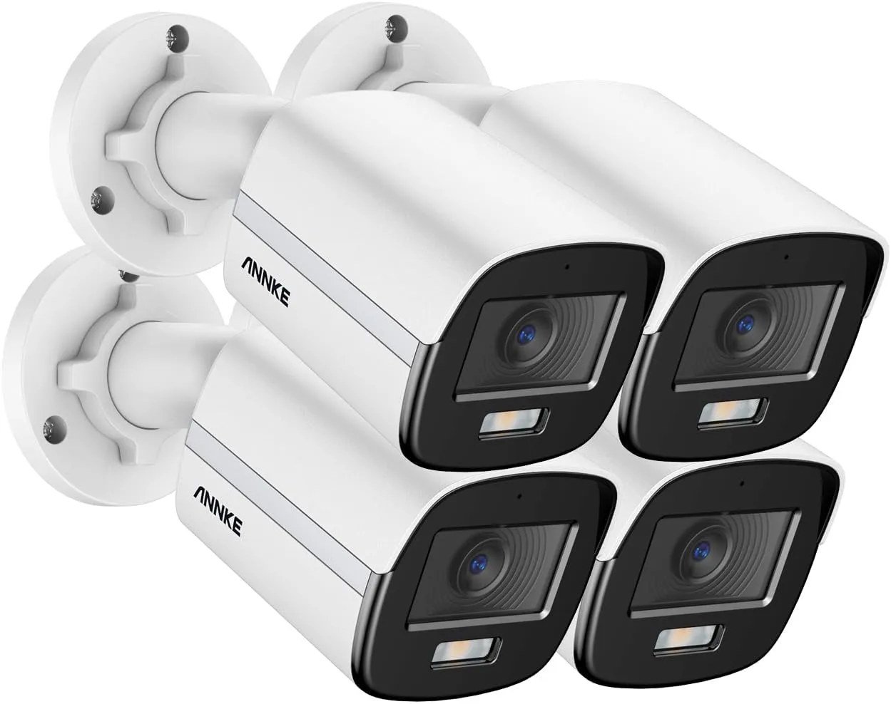 ANNKE 3K Add-On Security Bullet Camera with Full Color Night Vision, 4pcs 4-in-1 TVI/AHD/CVI/CVBS CCTV Surveillance Cam with Built-in Mic, 2.8mm Lens, IP67 Weatherproof, (Cable & Adapter Included)