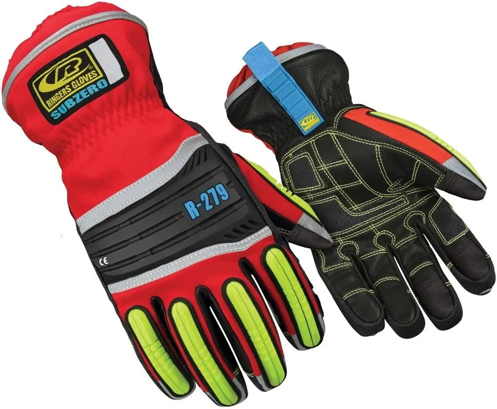 Ansell RINGERS R-279 Thermal Insulated Waterproof Industrial Impact Protection Gloves for Construction, Mining, Size 11, Red & Black (1 Pair)