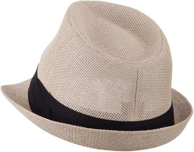 Ashen Fane Classic Pleated Hat Band Straw Fedora Unisex Hat