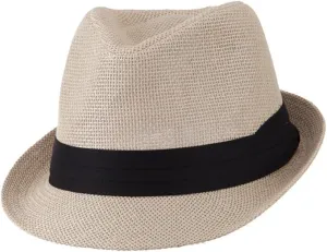 Ashen Fane Classic Pleated Hat Band Straw Fedora Unisex Hat