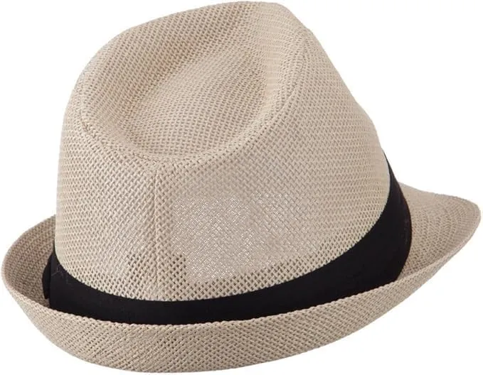 Ashen Fane Classic Pleated Hat Band Straw Fedora Unisex Hat