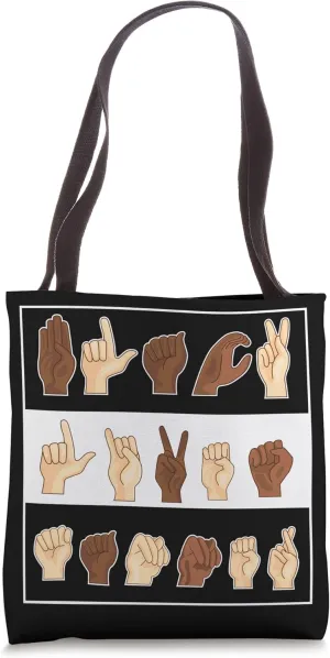 Asl Sign Language Hand Signs Black Lives Matter Deaf Mute Tote Bag