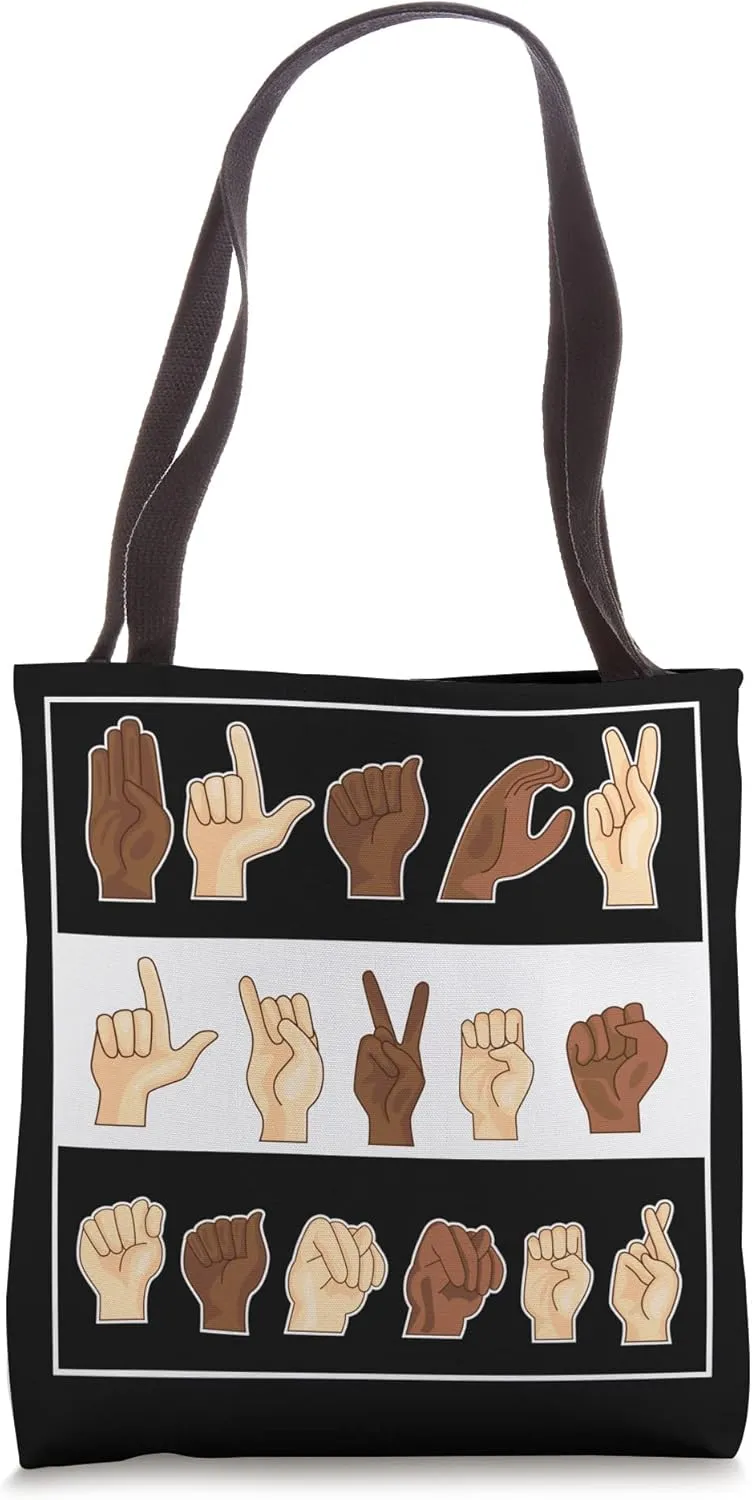 Asl Sign Language Hand Signs Black Lives Matter Deaf Mute Tote Bag