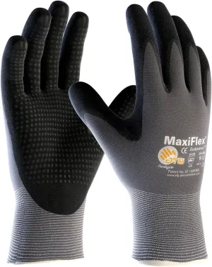 ATG 3 Pack MaxiFlex Endurance 34-844 Seamless Knit Nylon Work Glove with Nitrile Coated Grip on Palm & Fingers, Sizes Small to X-Large (Large), Black and gray (34-844 - LARGE - 3/PACK)