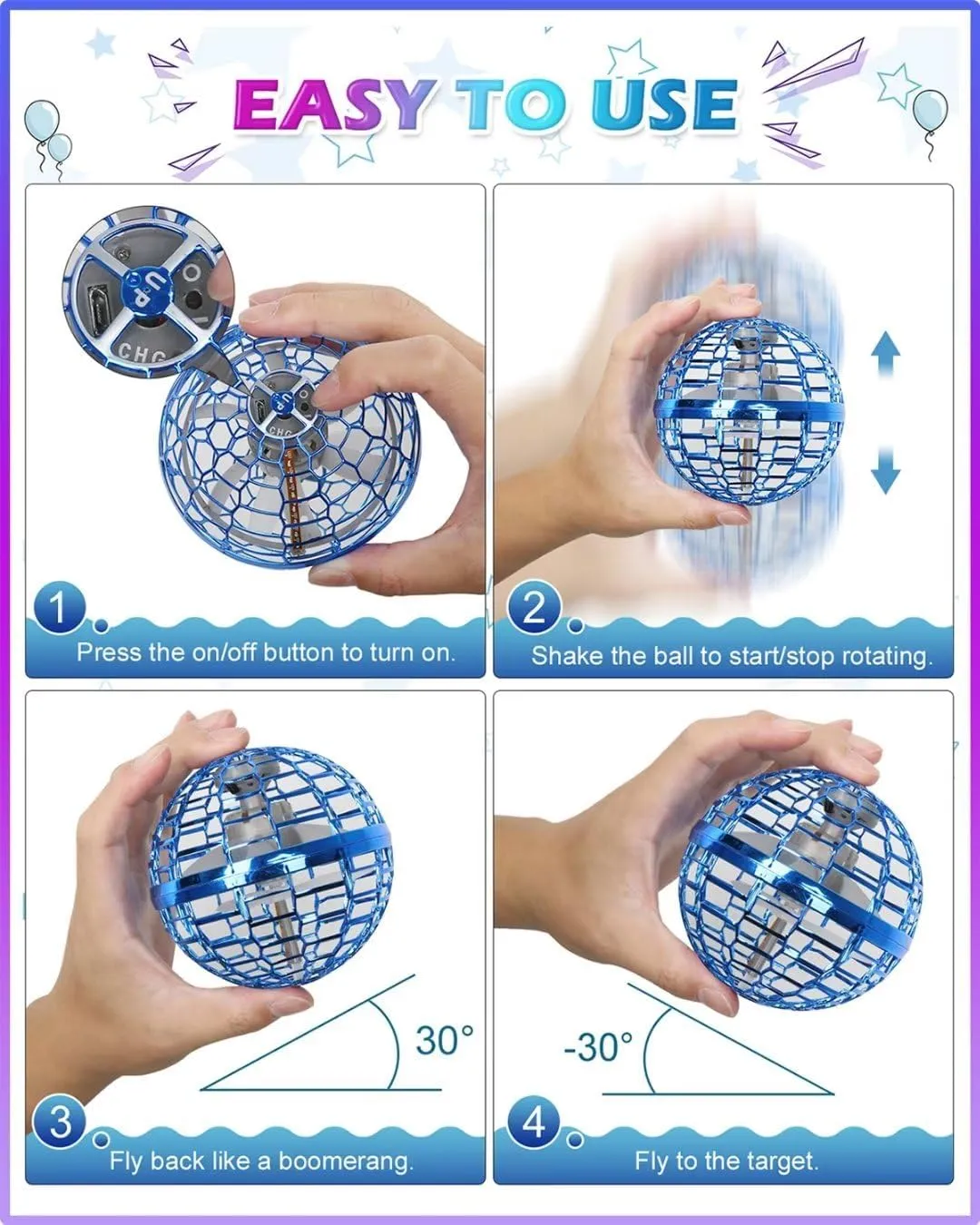 ATHLERIA Pink Flying Orb Ball Toys,Hand Operated Drones for Kids,Cool Gadgets Light Up Cosmic Globe Spinning Glow in The Dark,Christmas Birthday Gift Ideas Toys for Teen Girls Age 6 7 8 9 10 