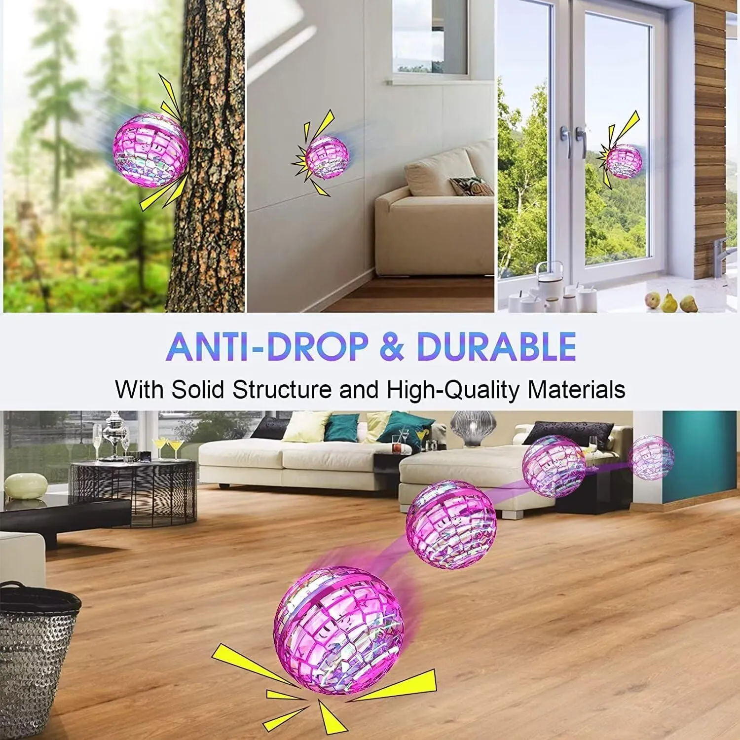 ATHLERIA Pink Flying Orb Ball Toys,Hand Operated Drones for Kids,Cool Gadgets Light Up Cosmic Globe Spinning Glow in The Dark,Christmas Birthday Gift Ideas Toys for Teen Girls Age 6 7 8 9 10 