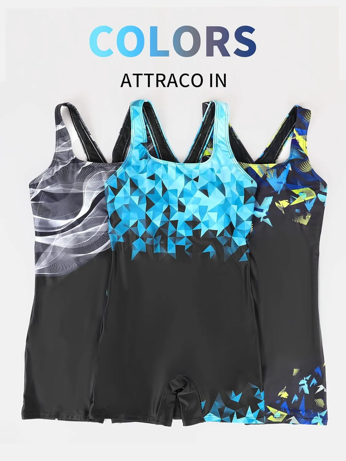 ATTRACO Womens Boyleg Sport One Piece Swimsuit Athletic Swimwear Training Bathing Suit