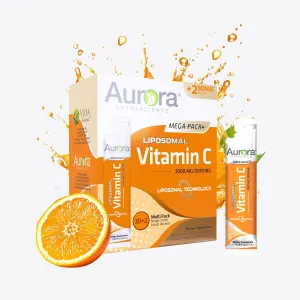 Aurora Nutrascience Mega-Pack Liposomal Vitamin C, Immune Support, 3,000 mg per Serving, Vegan, Gluten Free, Non-GMO, 32 Single Serve Packets, Orange