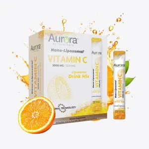 Aurora Nutrascience Nano-Pack Liposomal Vitamin C Powder Drink Mix, Immune Support, High Strength 3,000 mg Per Serving, 30 Single Serve Packets, Orange