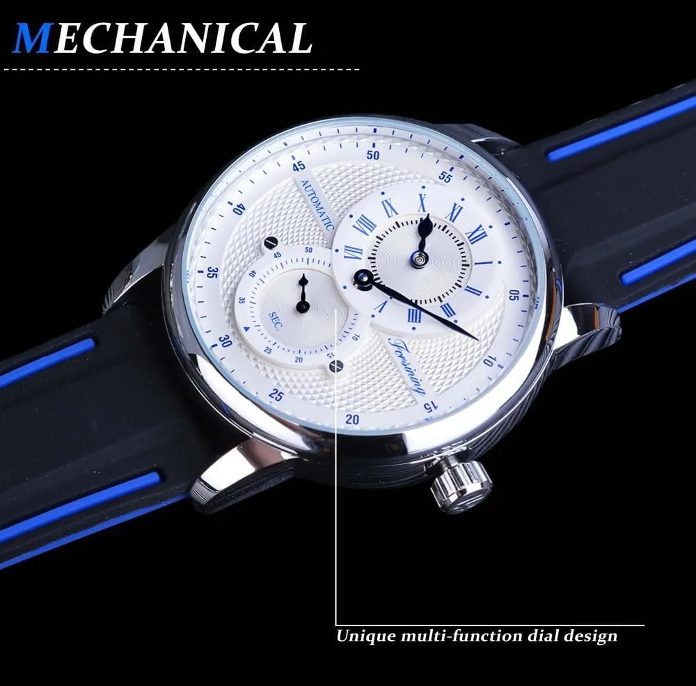 Automatic Mechanical Watch for Men,Silicone Band no Battery Waterproof Multifunction Men's Watches