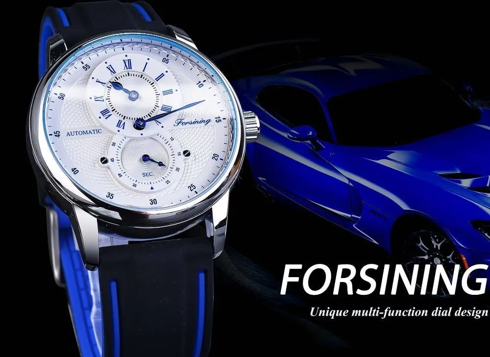 Automatic Mechanical Watch for Men,Silicone Band no Battery Waterproof Multifunction Men's Watches