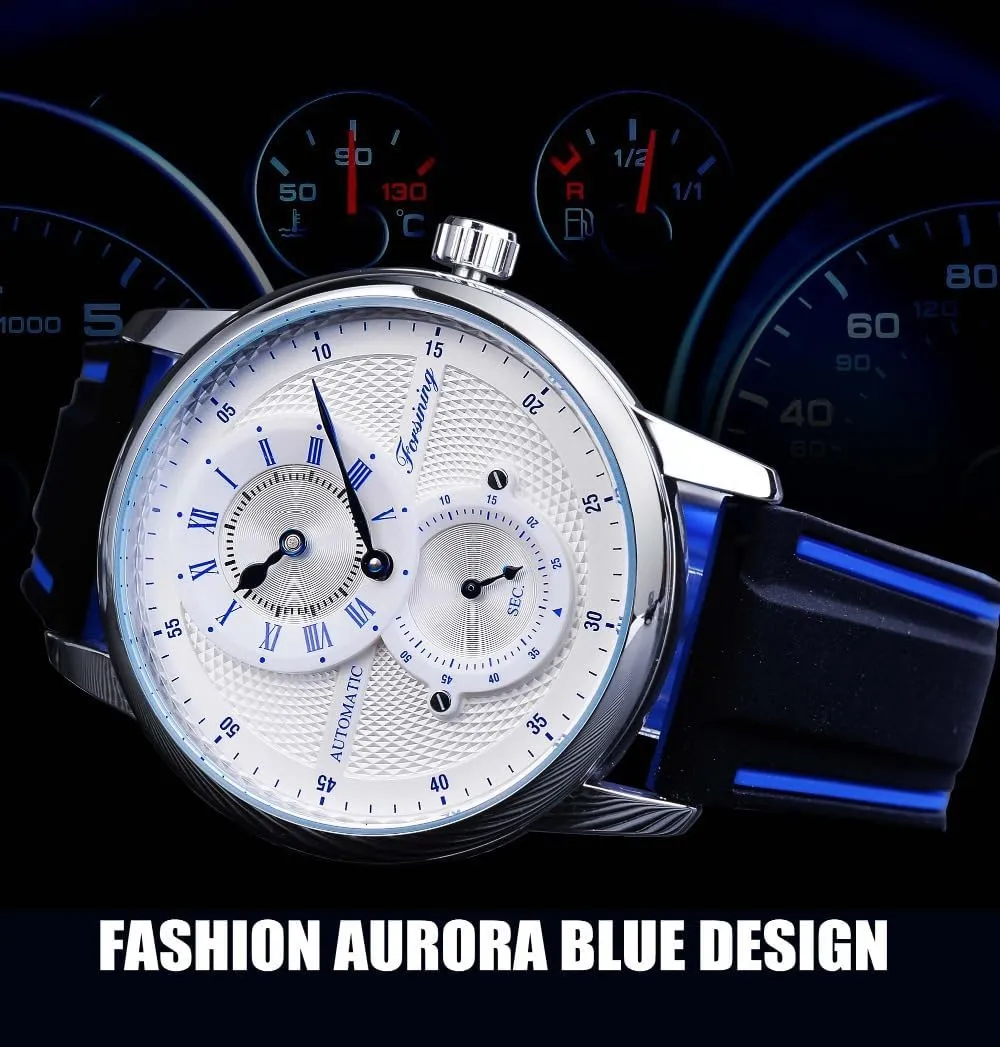 Automatic Mechanical Watch for Men,Silicone Band no Battery Waterproof Multifunction Men's Watches