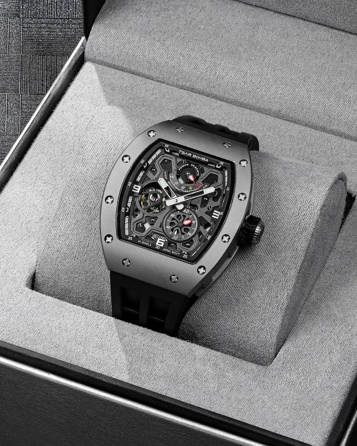 Automatic Watch for Men Mechanical Skeleton Watch, 50M Waterproof Power Reserve Mens Watches Unique Gifts for Men