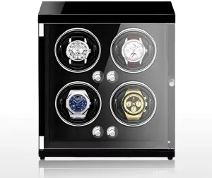 Automatic Watch Winder for 4 Watch Winding with 5 Roating Mode LED Lamp Watch Storage