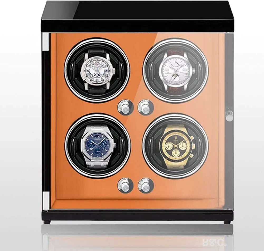Automatic Watch Winder for 4 Watch Winding with 5 Roating Mode LED Lamp Watch Storage