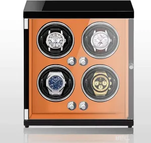 Automatic Watch Winder for 4 Watch Winding with 5 Roating Mode LED Lamp Watch Storage