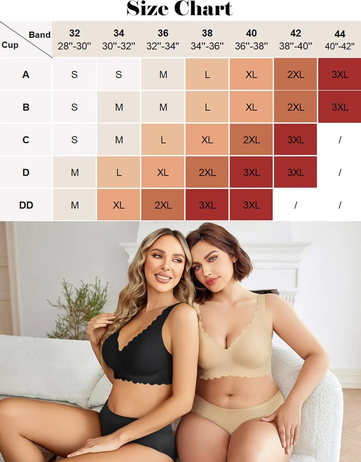 Avidlove Wireless Bra Womens Plunge V Neck Seamless Bras Full Coverage Everyday Bra